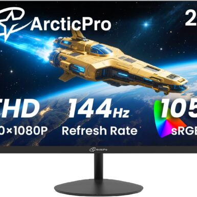 ArcticPro 22 Inch Gaming Monitor 144Hz, FHD Computer Monitor, 105% sRGB | 1080p, 4000:1 Contrast, 3-Sided Frameless, Ultra Slim, VESA Mount, Eye Care, HDMI, VGA